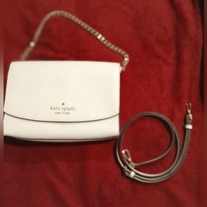 White Kate Spade Morgan flap chain wallet